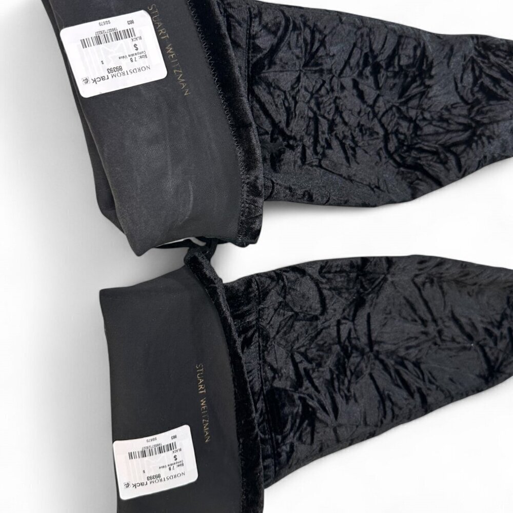Stuart Weitzman Black Vidaland 100 Over the Knee Crushed Velvet Boots 7 NWOB - Picture 15 of 16